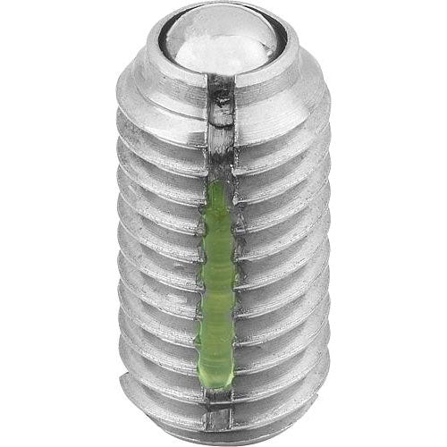 KIPP K0322.05 SPRING PLUNGER STANDARD SPRING FORCE, WITH THREAD LOCK D=M05 L=12, STAINLESS STEEL, COMP:BALL STAINLESS STEEL, PU=10 Online now