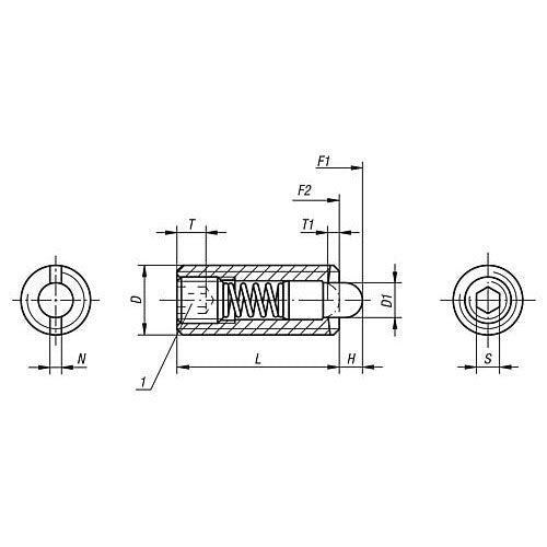 KIPP K0320.AJ SPRING PLUNGER STANDARD SPRING FORCE D=1/4-28 L=20, STAINLESS STEEL, COMP:PIN POM Online now