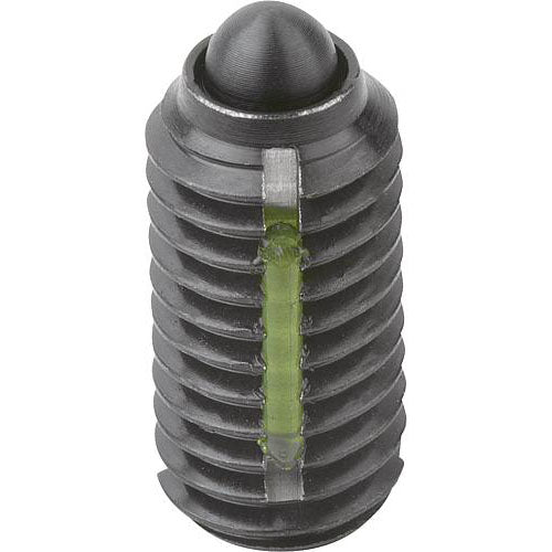 KIPP K0323.206 SPRING PLUNGER INTENSIFIED SPRING FORCE, WITH THREAD LOCK D=M06 L=14, STEEL, COMP:PIN STEEL, PU=10 Fashion