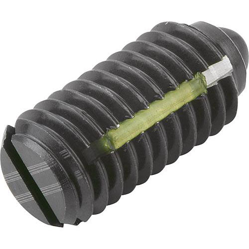 KIPP K0323.206 SPRING PLUNGER INTENSIFIED SPRING FORCE, WITH THREAD LOCK D=M06 L=14, STEEL, COMP:PIN STEEL, PU=10 Fashion