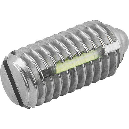KIPP K0324.12 SPRING PLUNGER STANDARD SPRING FORCE, WITH THREAD LOCK D=M12 L=22, STAINLESS STEEL, COMP:PIN STAINLESS STEEL, PU=5 Sale