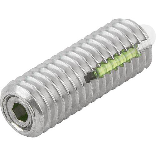 KIPP K0330.A2 SPRING PLUNGER STANDARD SPRING FORCE D=1/4-20 L=20, STAINLESS STEEL, WITH THREAD LOCK, COMP:PIN POM, PU=5 Discount