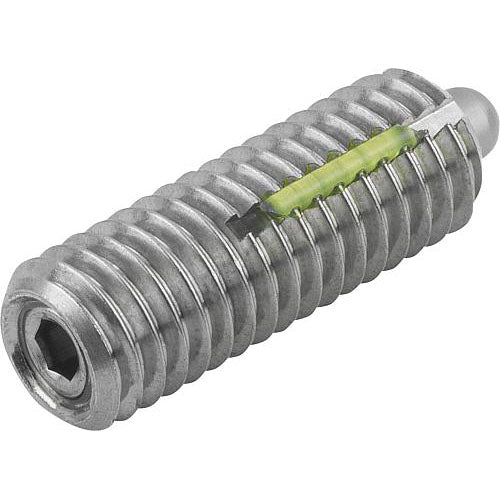 KIPP K0329.A1 SPRING PLUNGER STANDARD SPRING FORCE, WITH THREAD LOCK D=10-32 L=18, STAINLESS STEEL, COMP:PIN STAINLESS STEEL, PU=5 Fashion