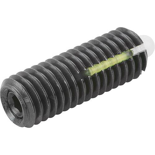 KIPP K0328.1A6 SPRING PLUNGER LIGHT SPRING FORCE, WITH THREAD LOCK D=5/8-11 L=32, STEEL, COMP:PIN POM, PU=5 Hot on Sale