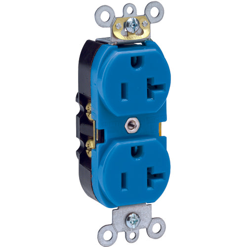 Leviton LV105362SBU 20 A; 125 Volt; NEMA 5-20R; 3W; Straight Blade Wiring Device – Blue Hot on Sale