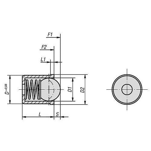 KIPP K0333.308 SPRING PLUNGER SPRING FORCE, SMOOTH VERSION, D=8 L=9, STAINLESS STEEL, COMP:POM, PU=50 Online Hot Sale