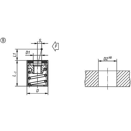 KIPP K0370.32068 LATERAL SPRING PLUNGER, SPRING FORCE WITHOUT THRUST PIN, FORM:B W. SEAL D=10,  L1=7,5, ALUMINIUM, COMP:STEEL Online Sale