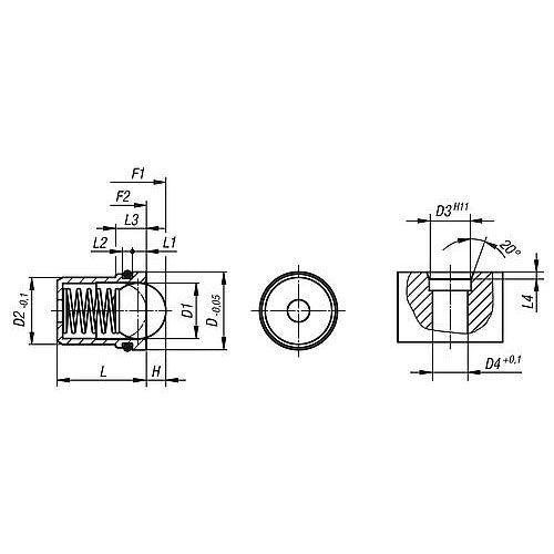 KIPP K0582.06 SPRING PLUNGER SPRING FORCE, WITH DETENT RING, D=5,95 L=6, STAINLESS STEEL, COMP:BALL STAINLESS STEEL, PU=10 Discount
