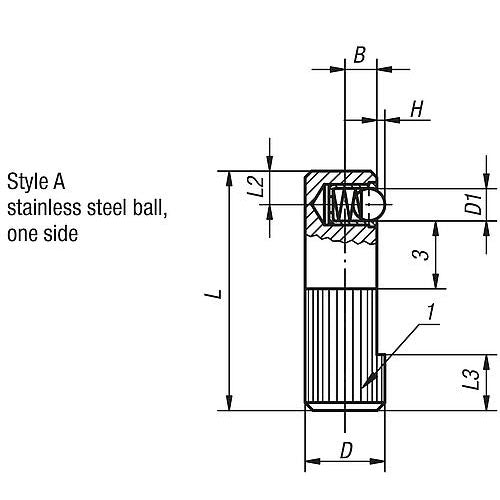 KIPP K0374.010 LATERAL SPRING PLUNGER SPRING FORCE, SINGLE SIDED, D=10 L=30, FORM:A, FREE-CUTTING STEEL, COMP:STAINLESS STEEL Online now