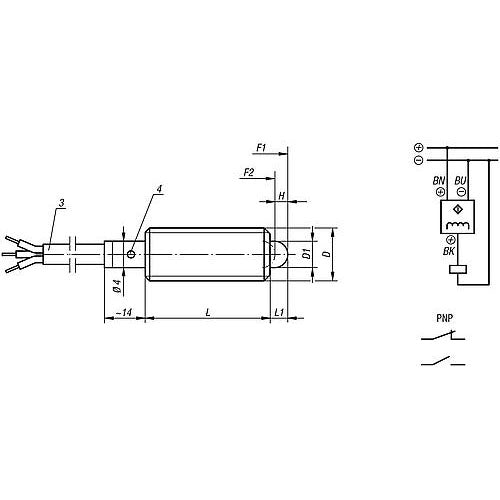 KIPP K0656.5062 SPRING PLUNGER SPRING FORCE, WITH STATUS SENSOR, NORMALLY OPEN D=M06, L=27, L1=3, STEEL, COMP:PIN STEEL, PU=1 on Sale