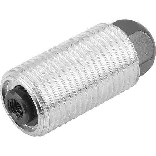 KIPP K0977.2216 SPRING PUSH-PULL PLUNGER INTENSIFIED SPRING FORCE, WITH ROTATION LOCK D=M16X1,5 L=28, FORM:H, STEEL, COMP:PIN Fashion