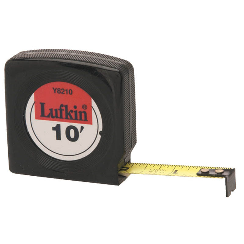 Lufkin MZ50Y8210 1/2" x 10′ Mezurall Economy Power Return Tape Measure, Black Case Supply