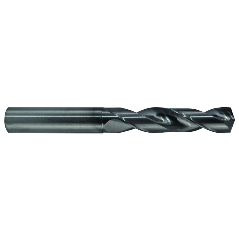 M A Ford AX2704444 11/64" Dia. x 3/16" Shank x 1" Flute Length x 2-1/2" OAL, 3xD, 142°, AlTiN, 2 Flute, Coolant Thru, Round Solid Carbide Drill on Sale
