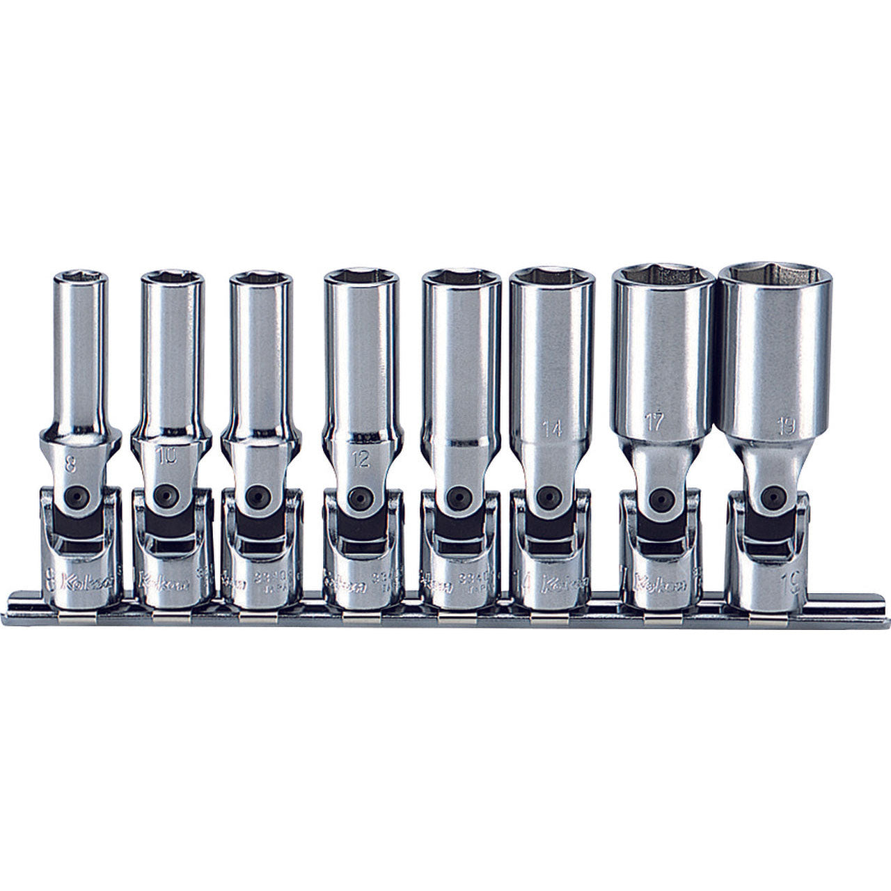 Ko-ken RS3340M/8-L75 3/8 Sq. Dr. Universal Socket set  8mm-19mm 6 point 200mm  8 pieces Supply