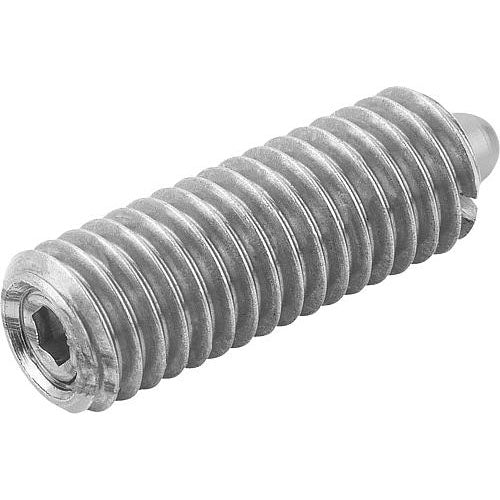 KIPP K0310.216 SPRING PLUNGER INTENSIFIED SPRING FORCE D=M16 L=24, STAINLESS STEEL, COMP:BALL STAINLESS STEEL Hot on Sale
