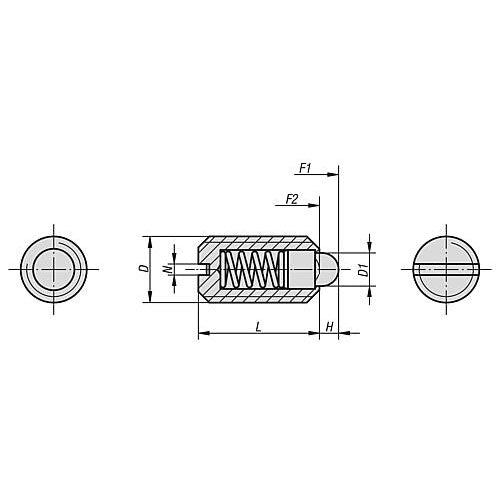 KIPP K0314.08 SPRING PLUNGER STANDARD SPRING FORCE D=M08 L=16, STAINLESS STEEL, COMP:PIN STAINLESS STEEL Online Hot Sale