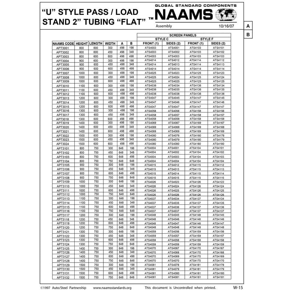 NAAMS “U” Style Stand APT3001 THRU APT3856 Online