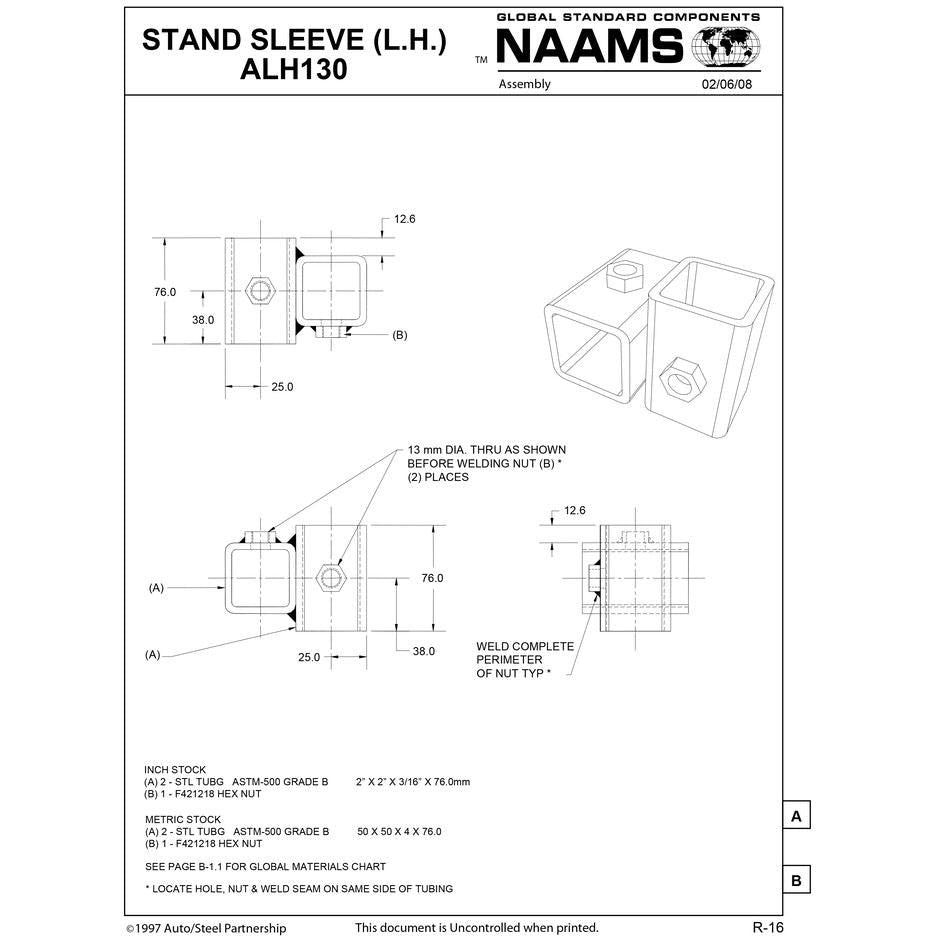 NAAMS Stand Sleeve ALH130 (L.H.) Sale