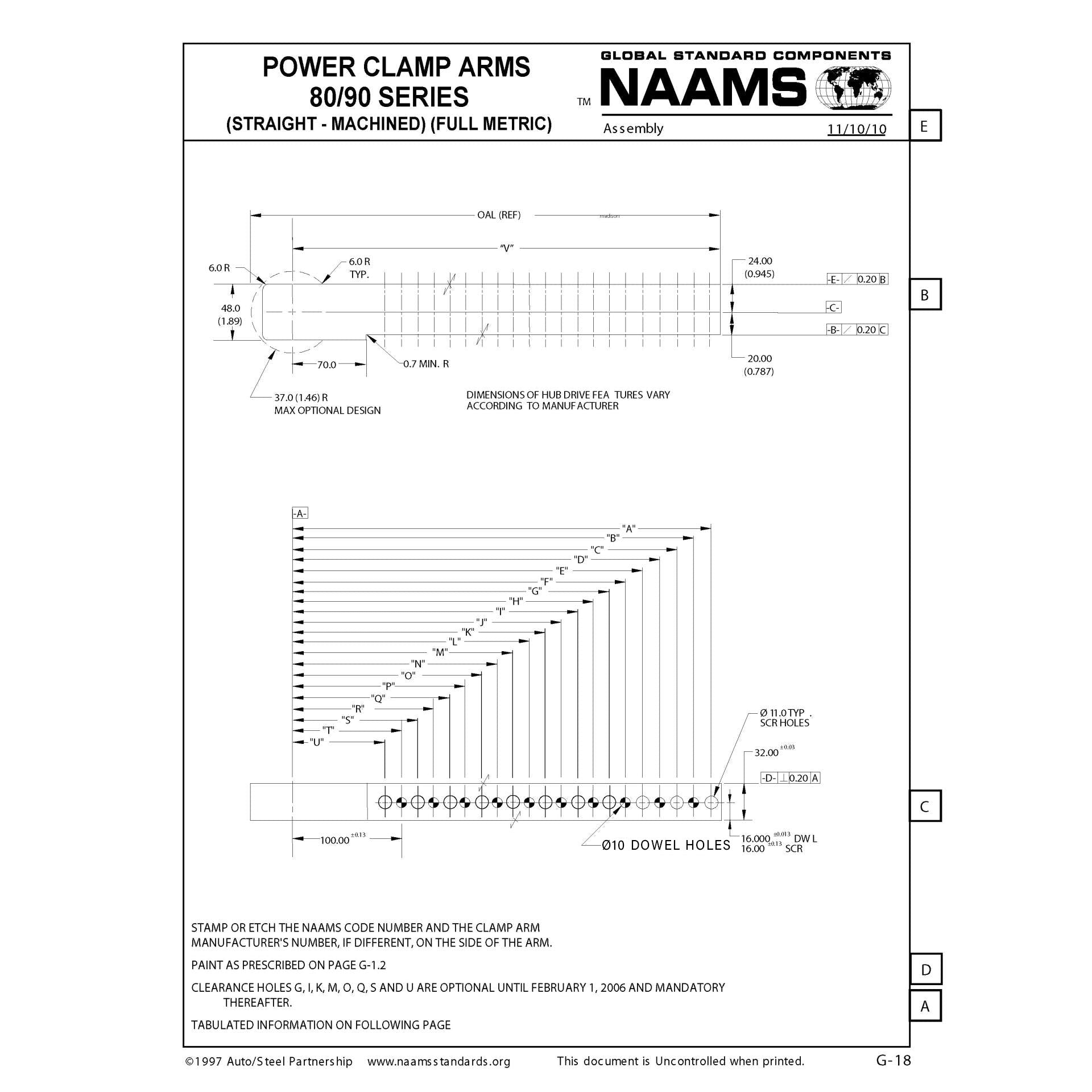NAAMS ACA3112-32-30-10-P Power Clamp Arm – Customized ACA112M with 10mm Dowel Holes Fashion