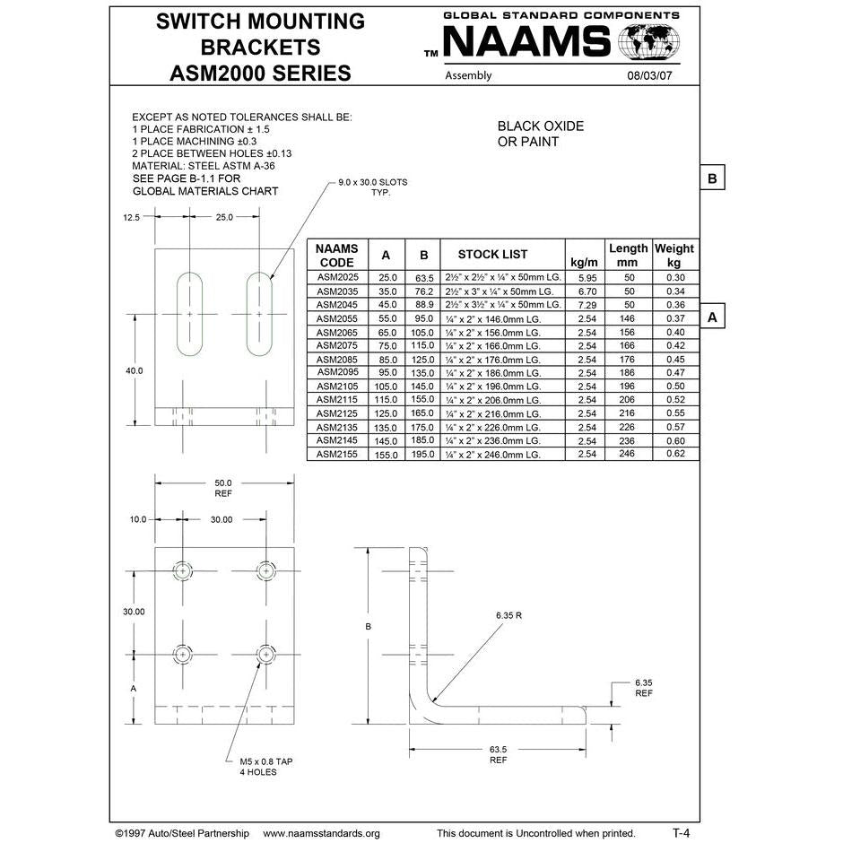 NAAMS Switch Mounting Bracket ASM2075 Supply