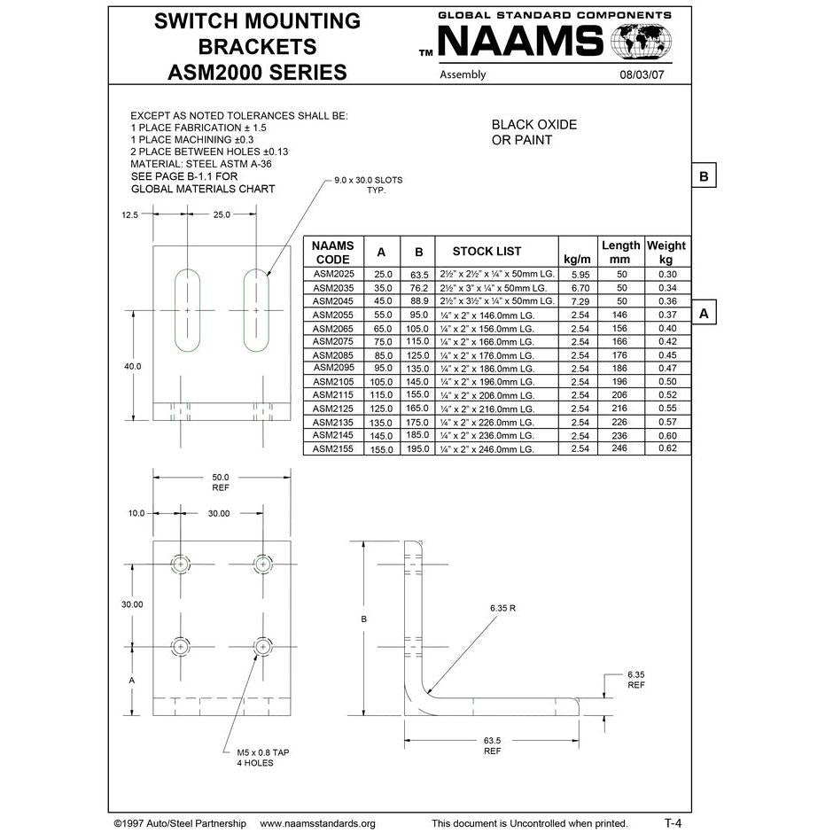 NAAMS Switch Mounting Bracket ASM2125 Hot on Sale