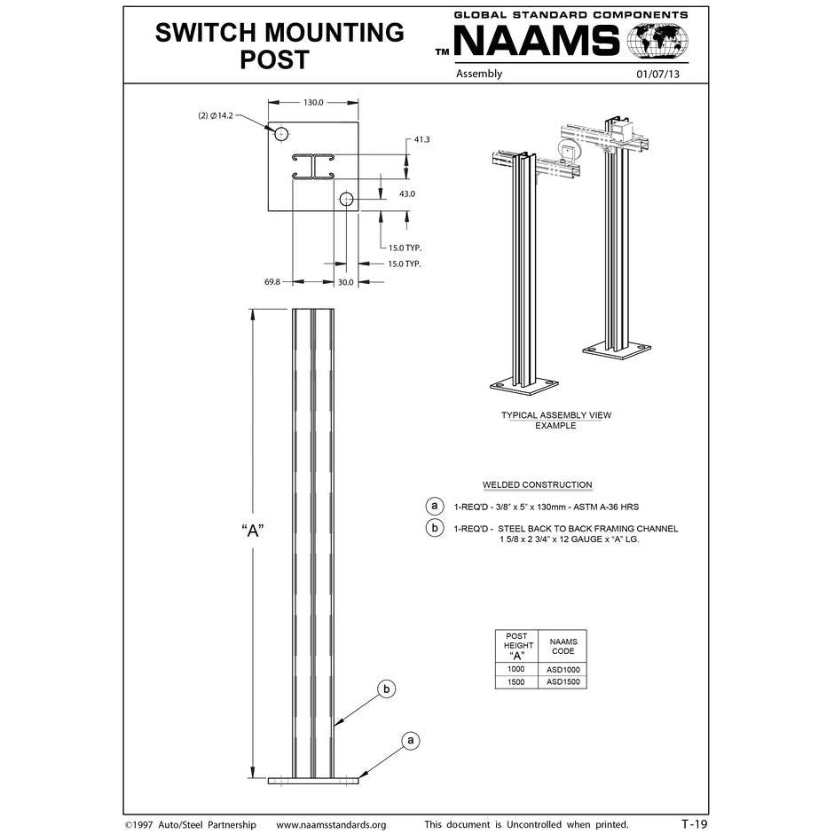 NAAMS Switch Mounting Post ASD1000 Hot on Sale