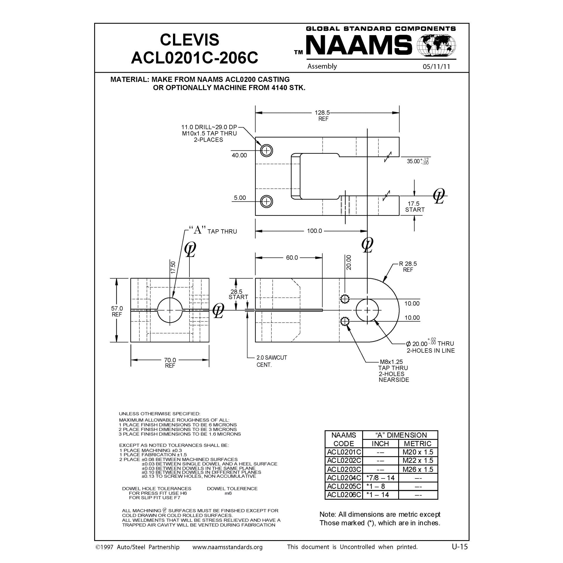 NAAMS Clevis Assembly ACL0206A Sale
