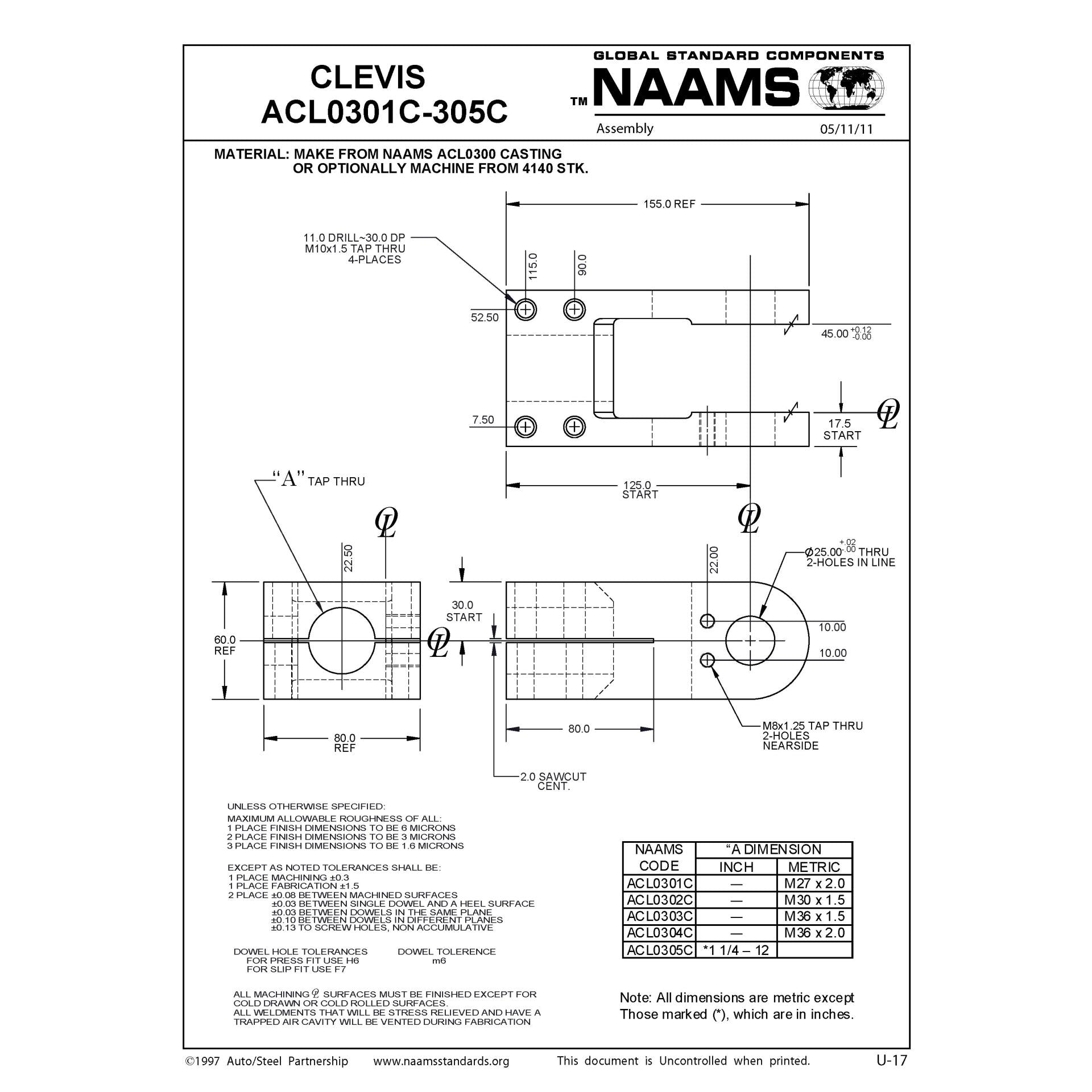 NAAMS Clevis Assembly ACL0304A on Sale