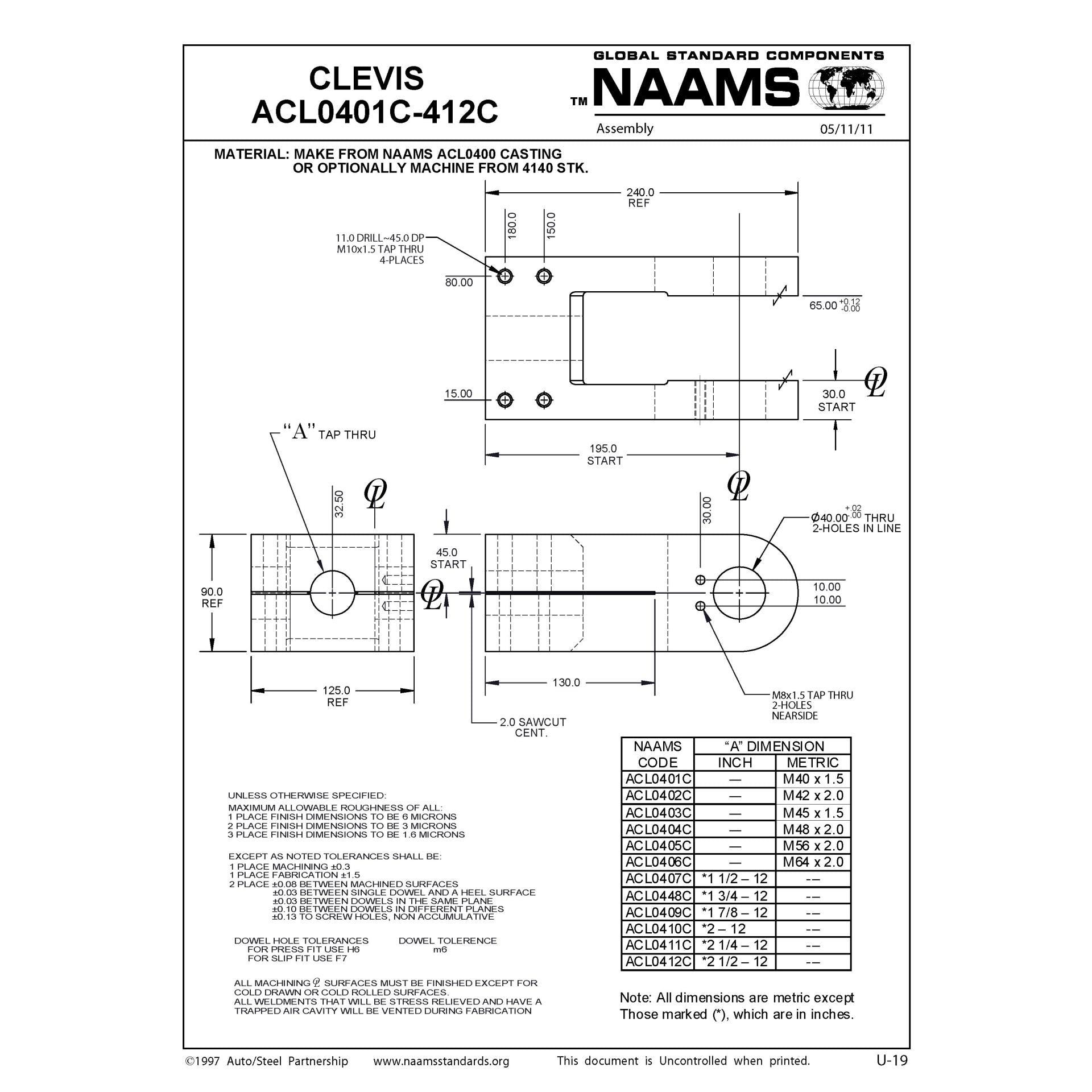 NAAMS Clevis Assembly ACL0407A Discount