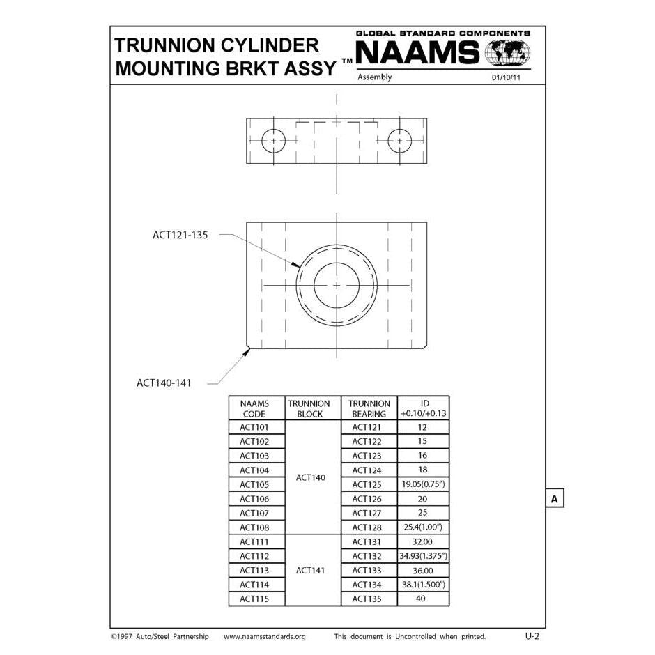 NAAMS Cylinder Mounting Assembly ACT108 Online Hot Sale