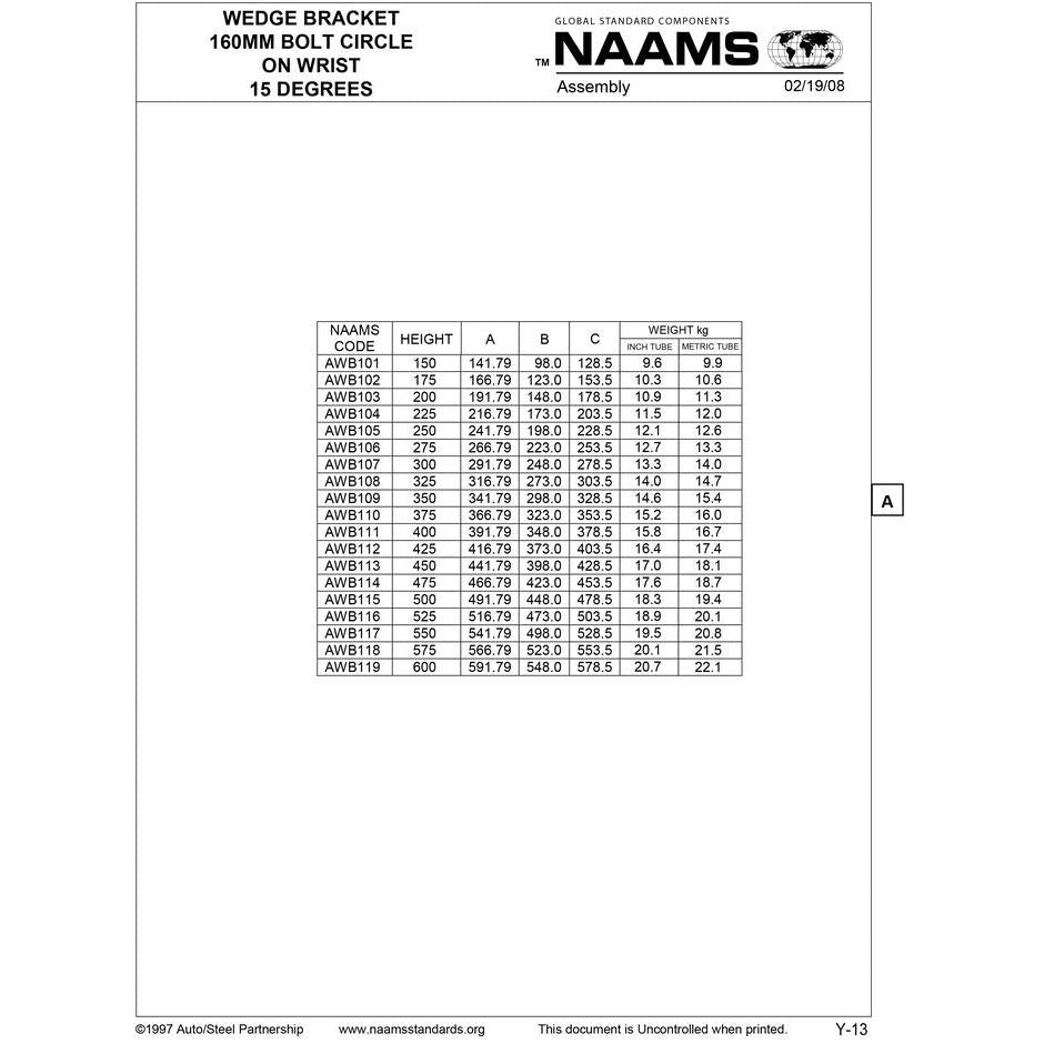 NAAMS Wedge Bracket AWB113 Sale
