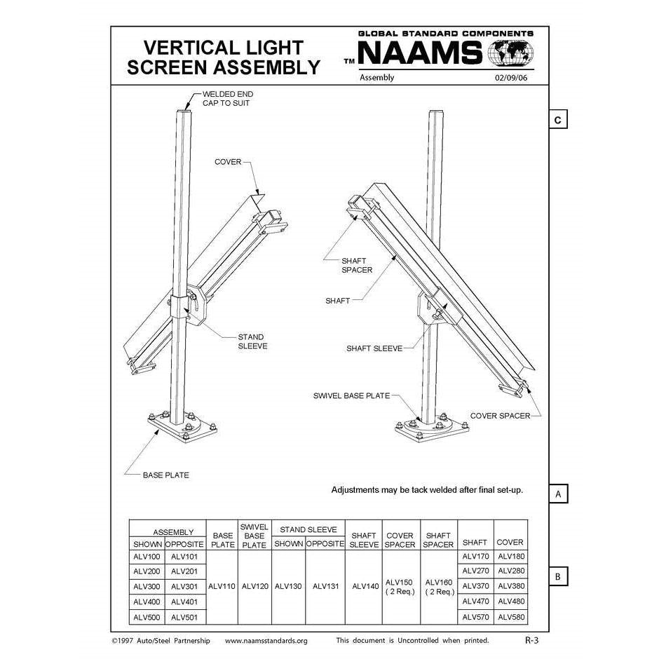 NAAMS Vertical Light Screen Assembly ALV100 Fashion