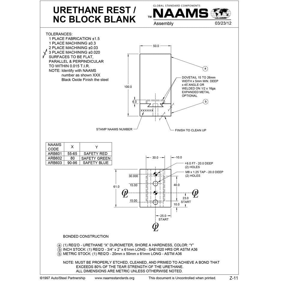 NAAMS Urethane Rest ARB603 Hot on Sale