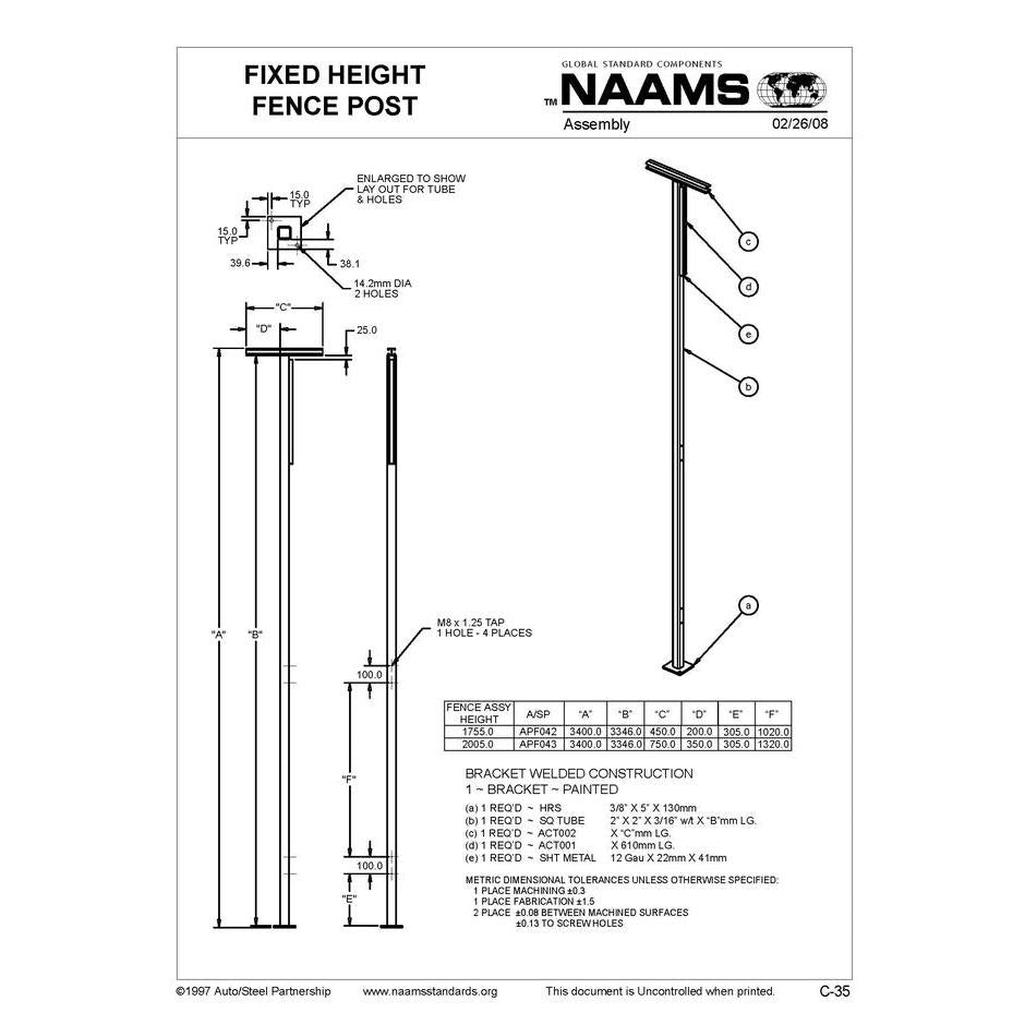 NAAMS Fence Post APF043 Online Sale