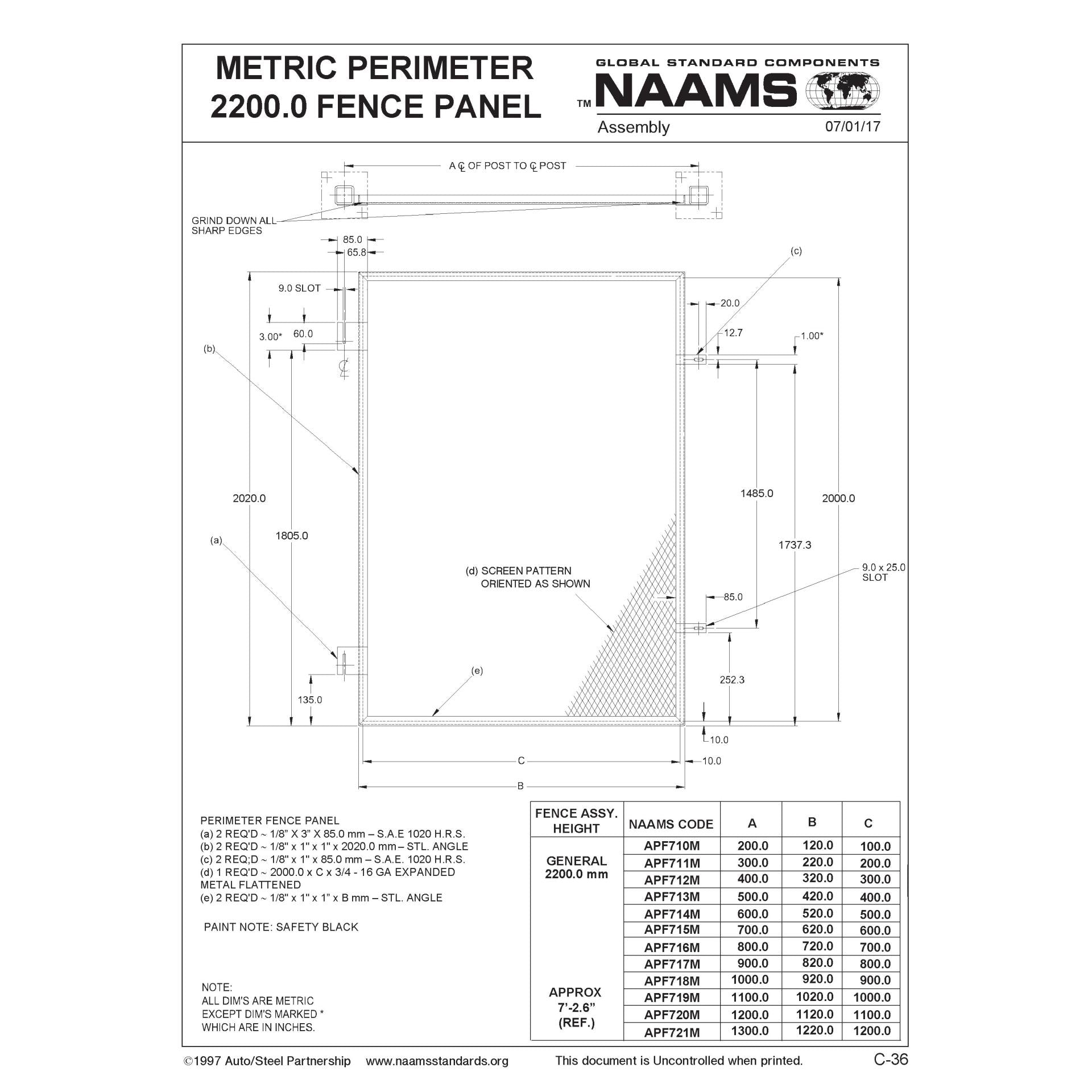 NAAMS Fence Panel APF710M Online now