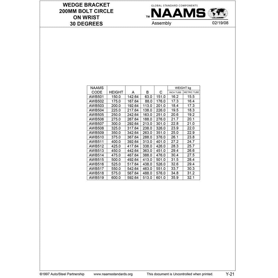 NAAMS Wedge Bracket AWB516 Hot on Sale