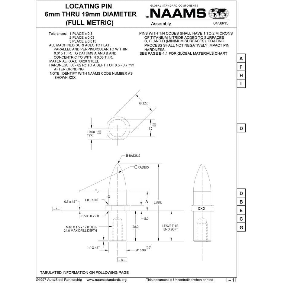 NAAMS Locating Pin APS061MT Sale