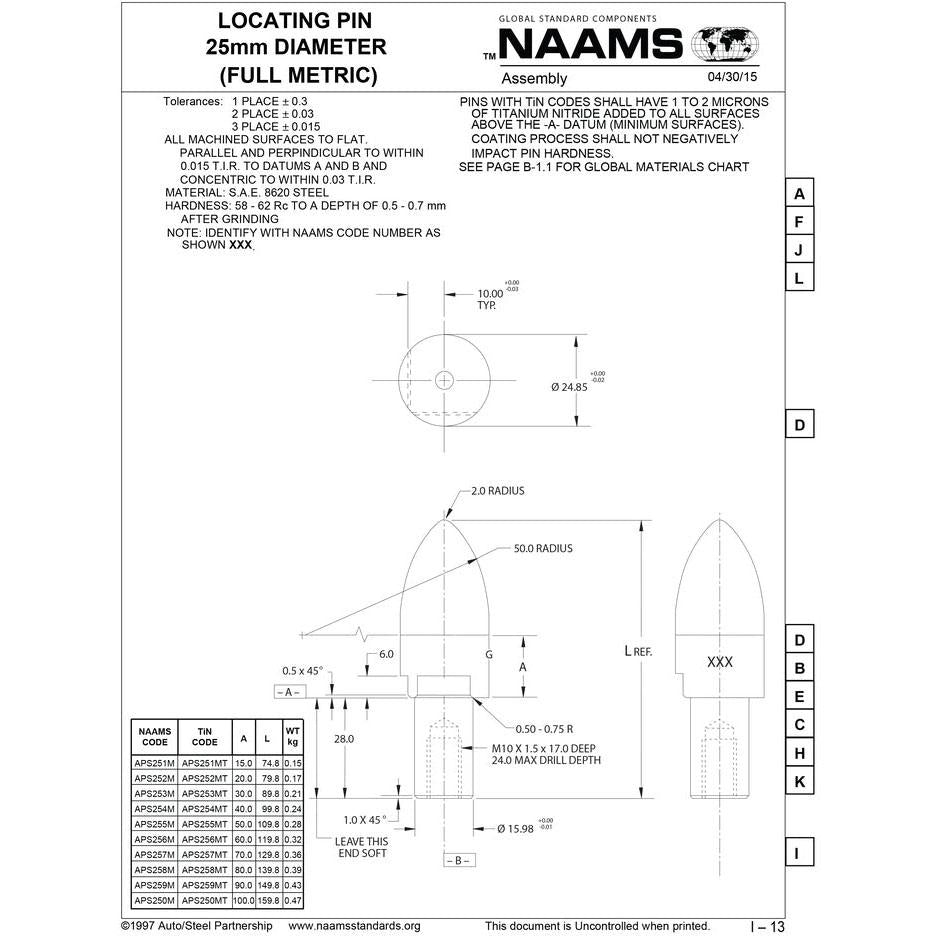 NAAMS Locating Pin APS255M Online