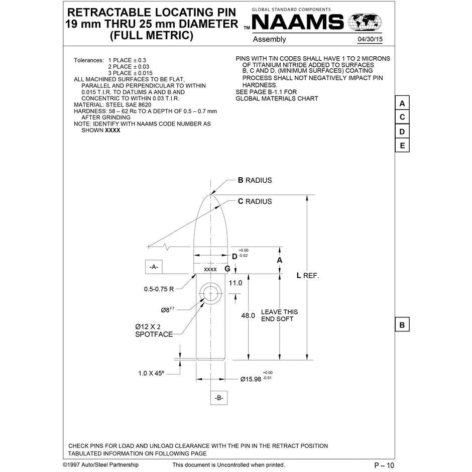NAAMS Locating Pin APS256RT Supply