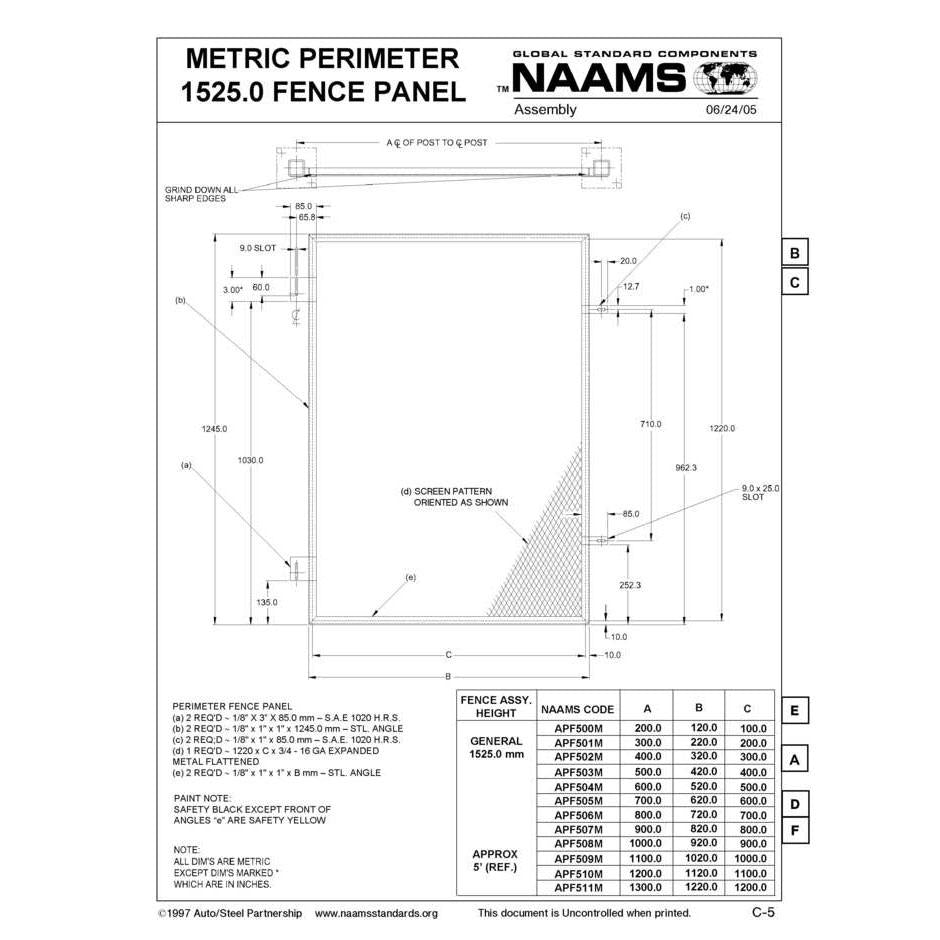 NAAMS Metric Fence Panel APF502M Online