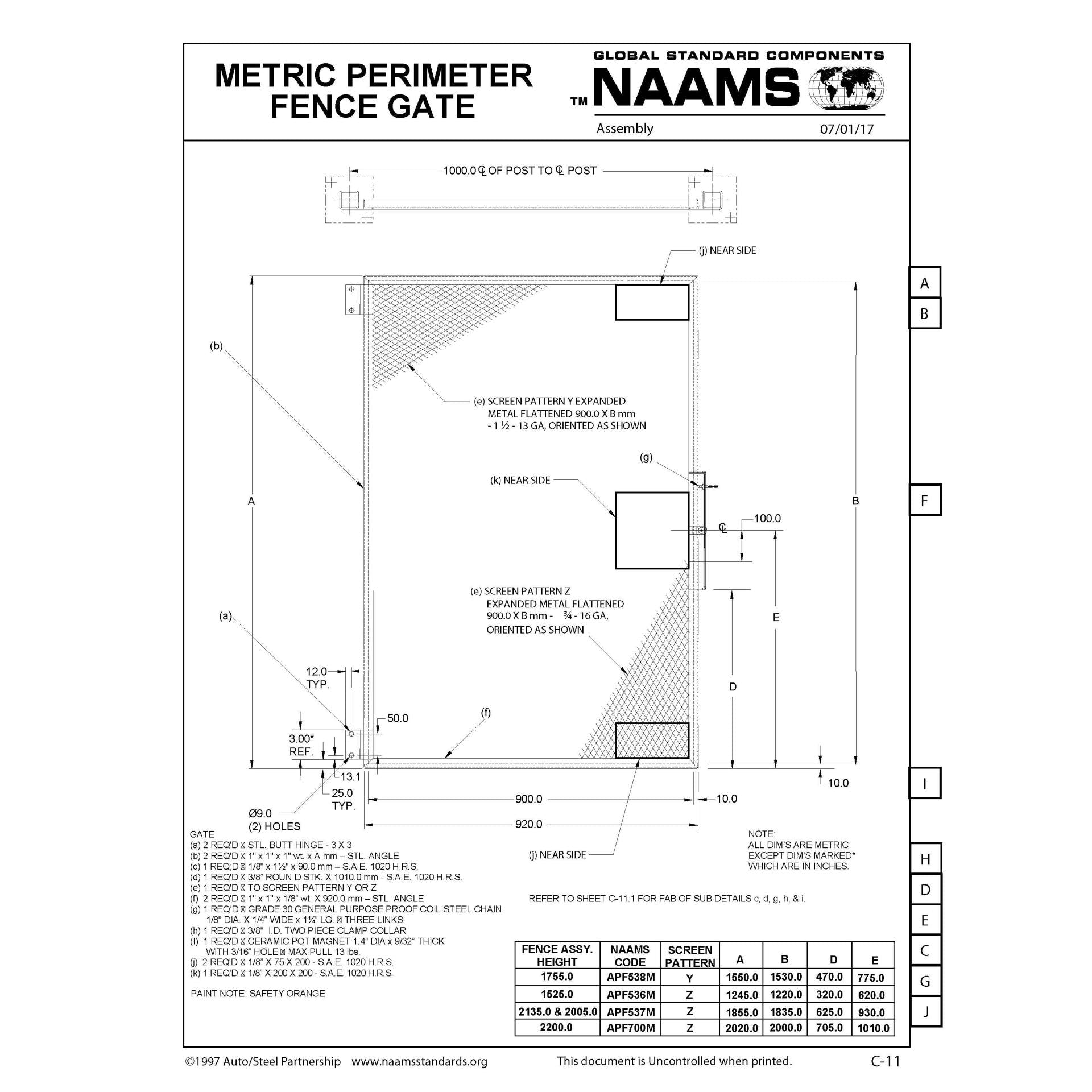 NAAMS Metric Fence Gate APF538M Online