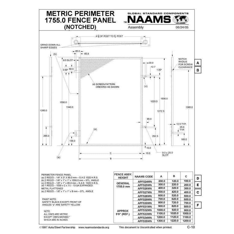 NAAMS Metric Fence Panel APF533MN Online Sale