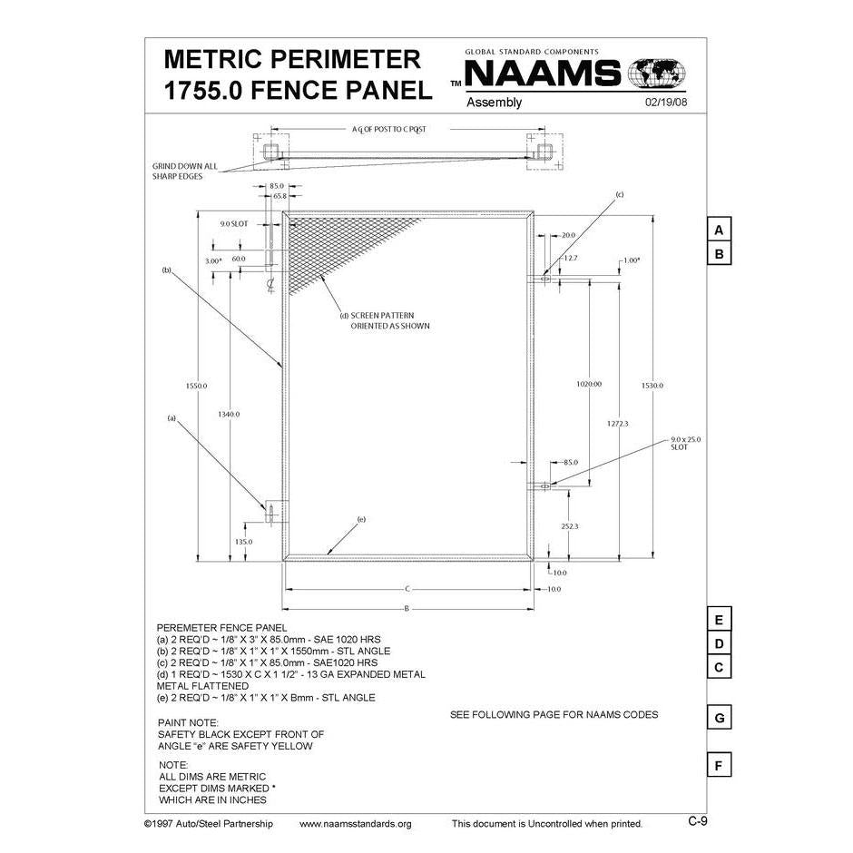 NAAMS Metric Fence Panel APF641M Online Hot Sale
