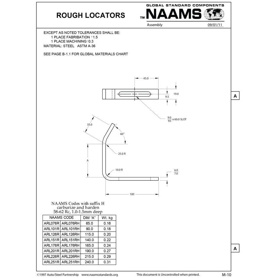 NAAMS Rough Locator ARL101R L-Shape Inside Bend Sale