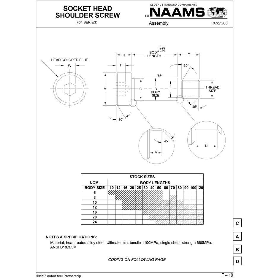 NAAMS Socket Head Shoulder Screw F042418B 24 x 60 Online Sale